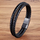 Mens Black Scope Leather Bracelet