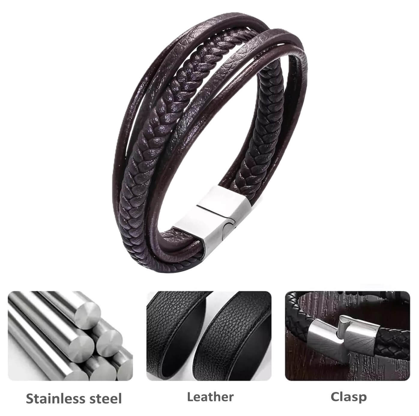 Brown Activity Leather Bracelet 