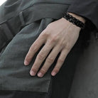 All Black Beam Leather Bracelet