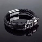 Maxilla Twin Skull Leather Bracelet