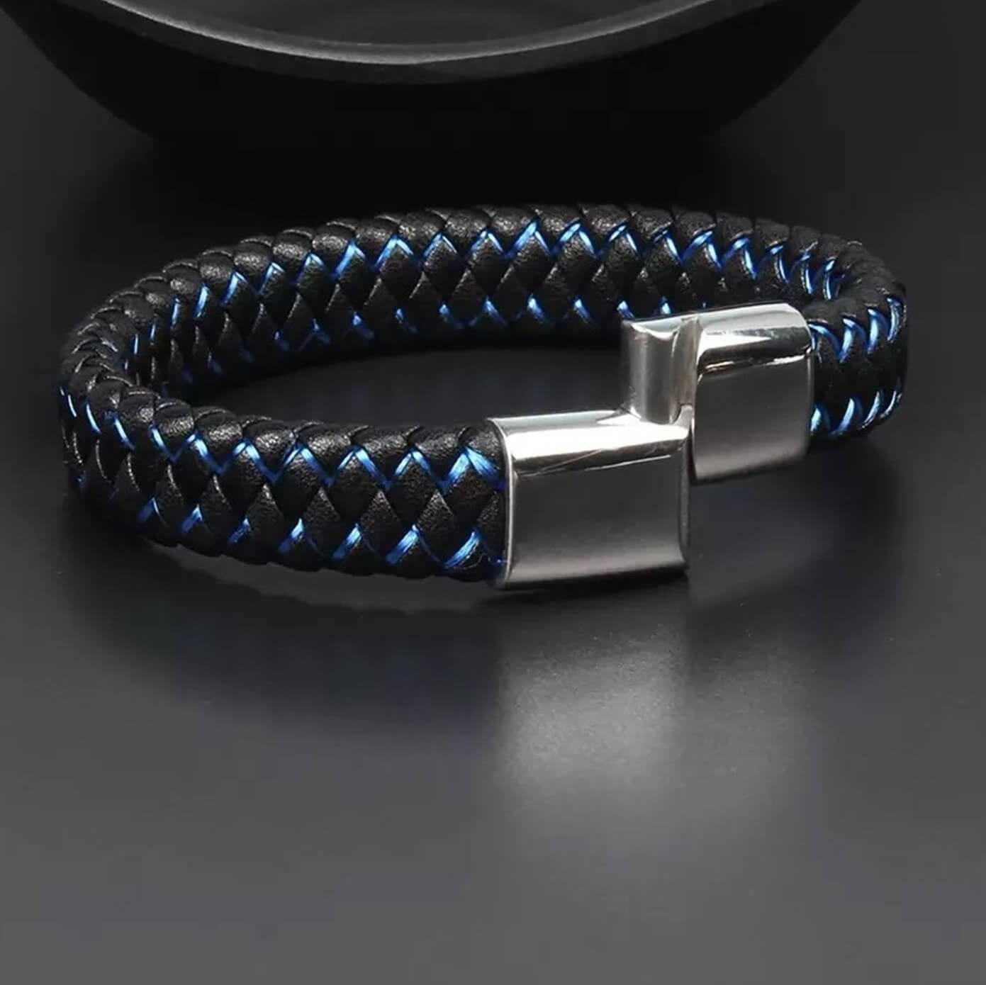 Mens Energy Leather Bracelet