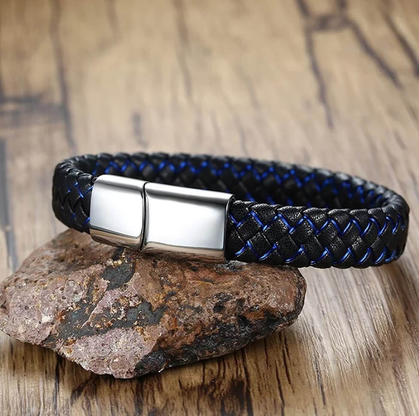 Mens Energy Leather Bracelet