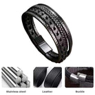 Men’s black leather braided bracelet
