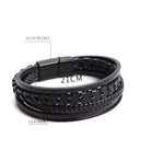 Men’s black leather braided bracelet