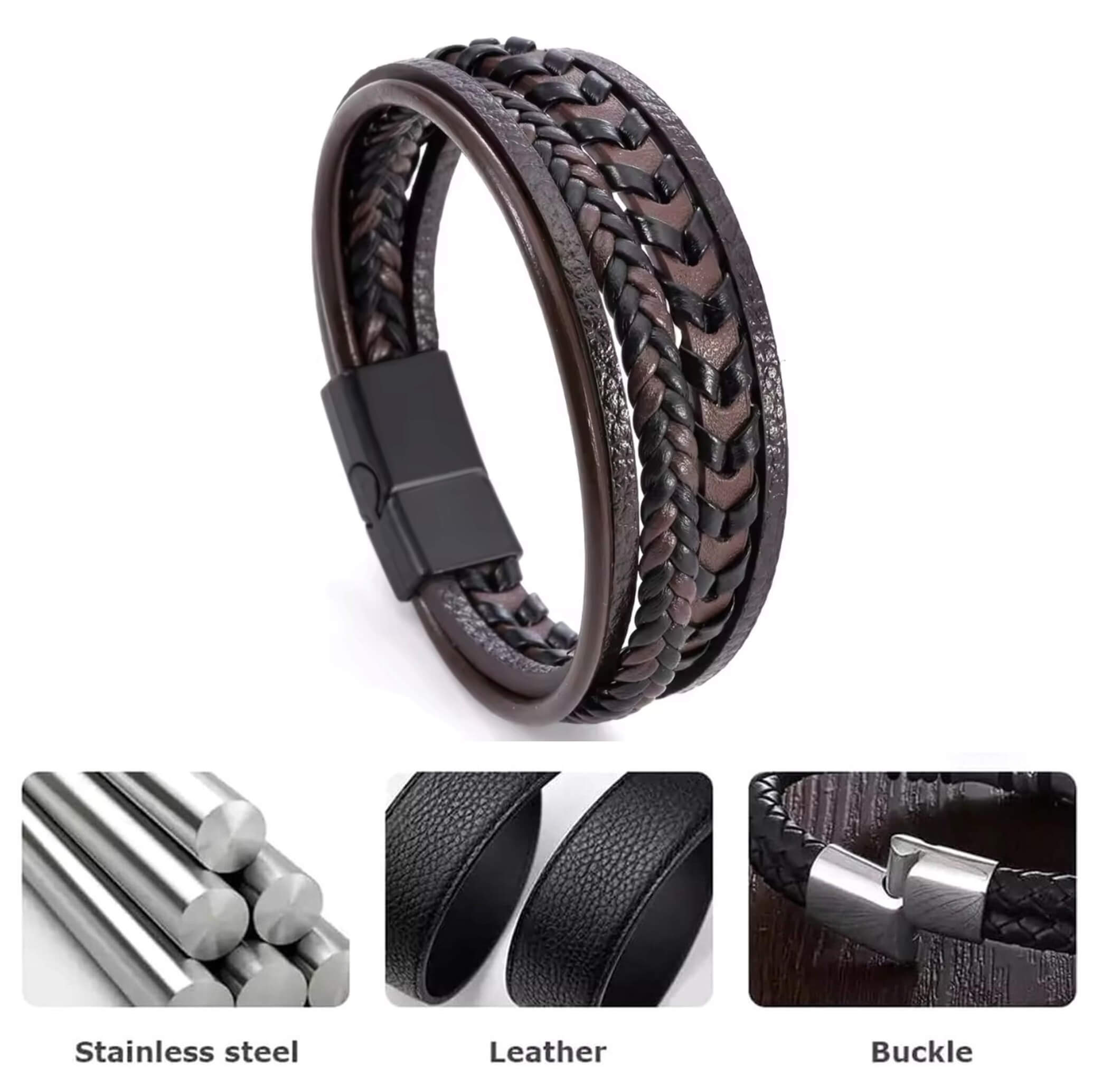 Men’s leather braided bracelet