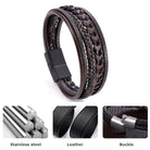 Men’s leather braided bracelet