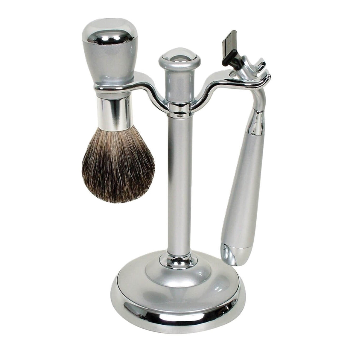 Comoy Razor Set COMOY MAK3 Shave Set in Pewter and Chrome – Lords Grooming Products