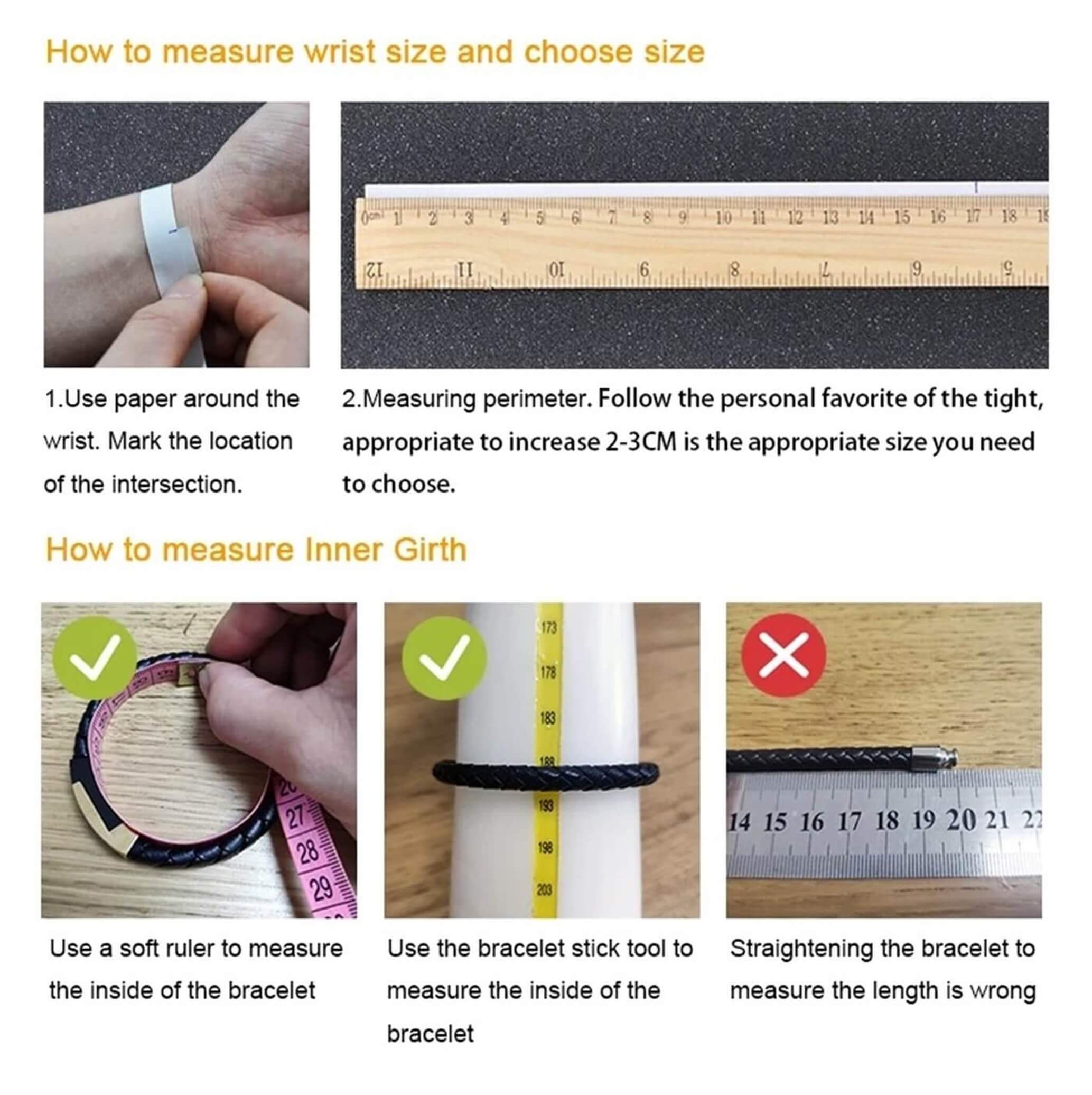 How to measure wrist size chart