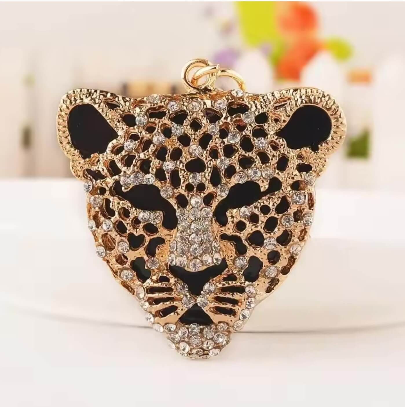 Leopard Head Charm with Crystals