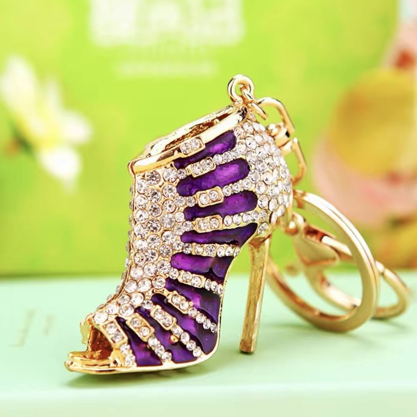 Crystal Heel Keyring with Gold Clasp