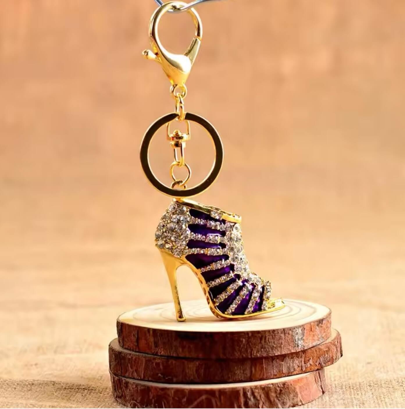 Crystal Heel Keyring with Gold Clasp