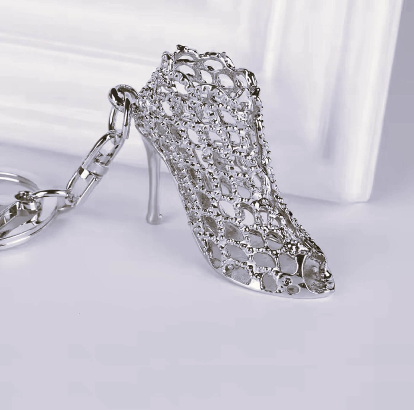 Silver Crystal Heel Keyring + Clasp