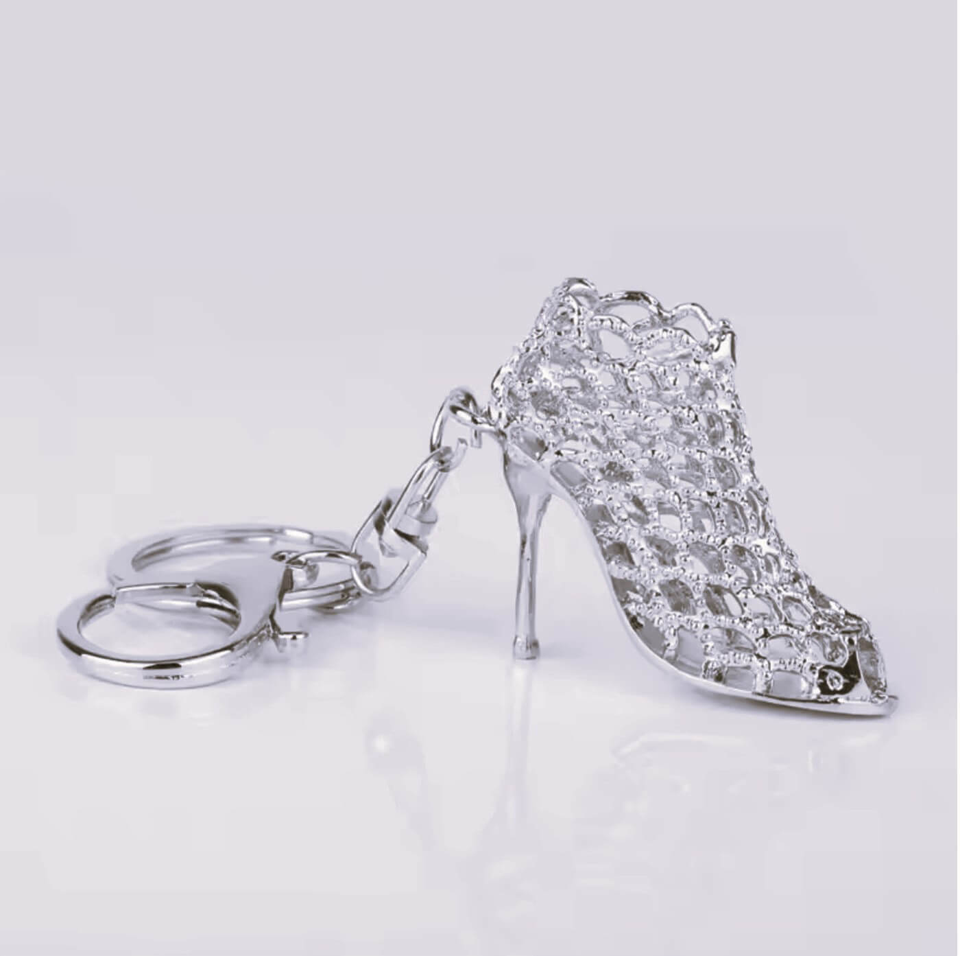 Silver Crystal Heel Keyring + Clasp
