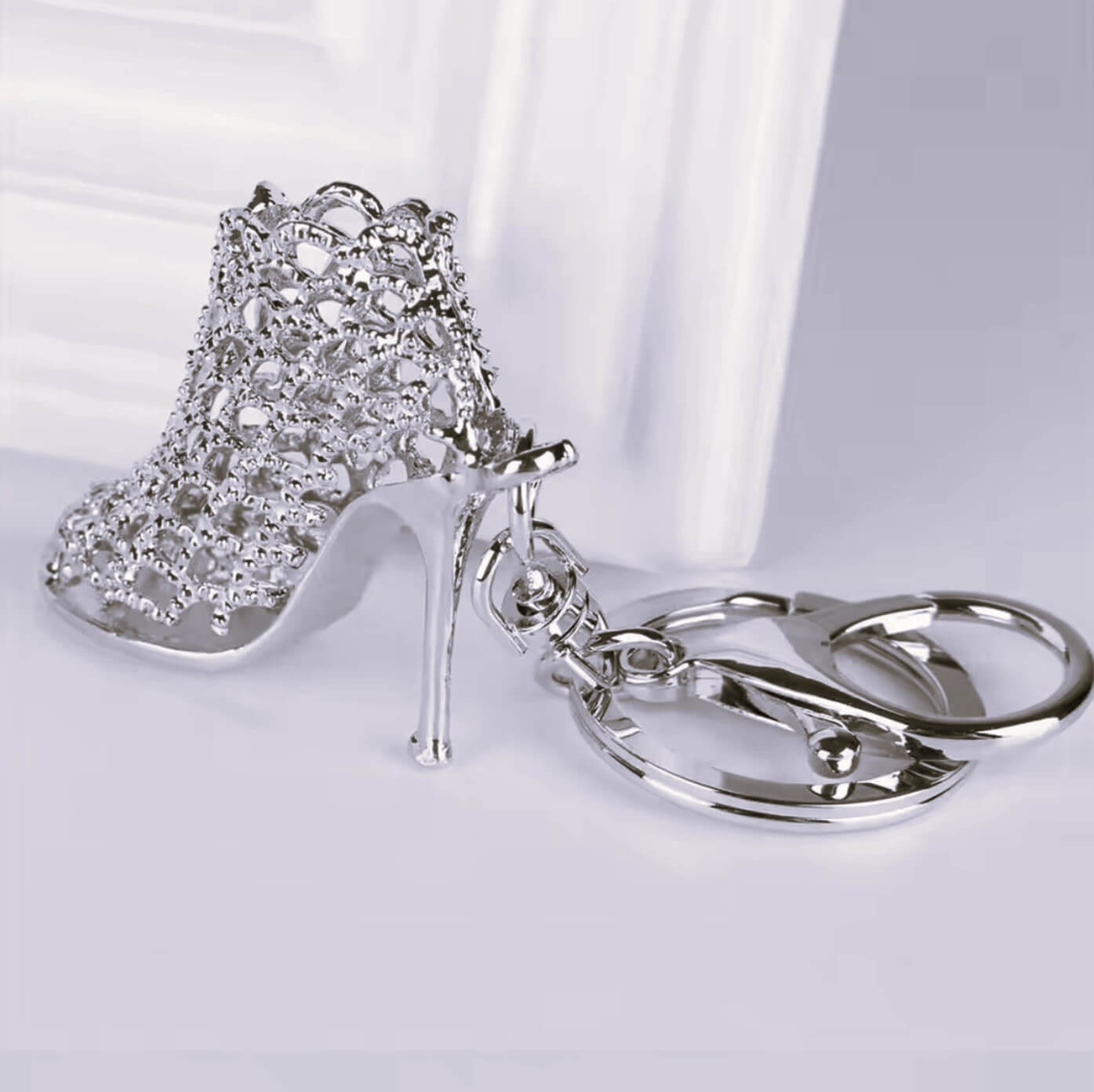 Silver Crystal Heel Keyring + Clasp