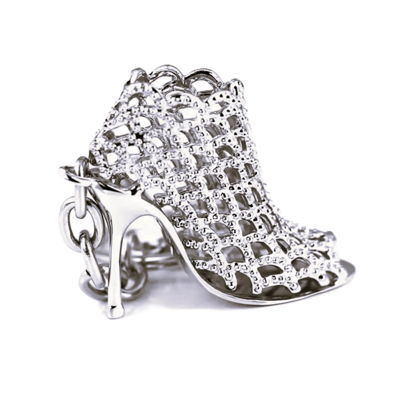 Silver Crystal Heel Keyring + Clasp