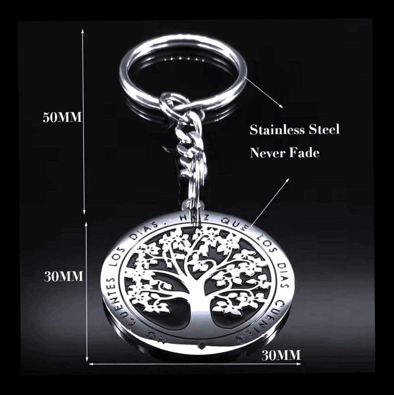 Tree of Life Keyring with Quote