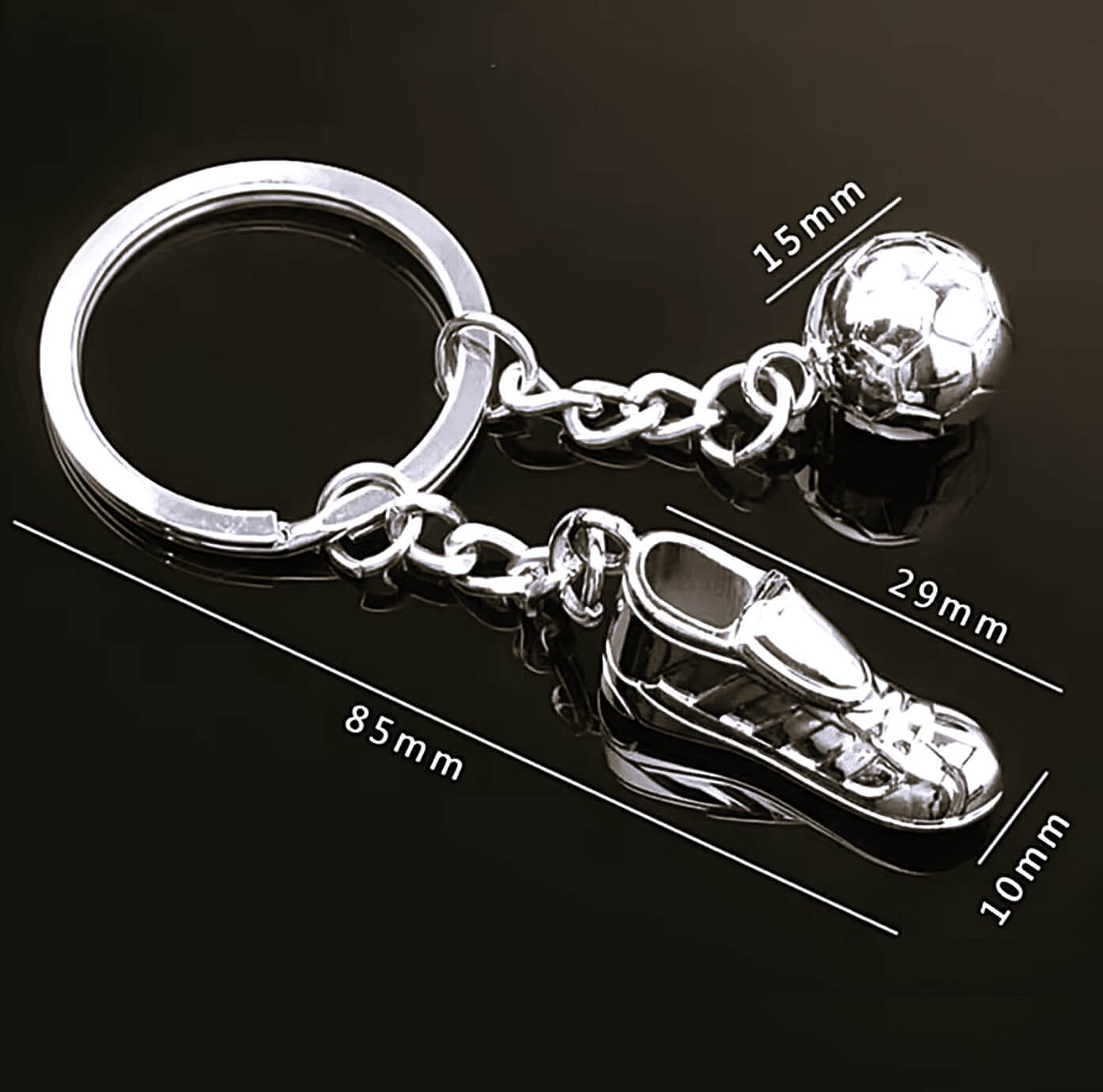 Soccer Boot + Ball Keyring Charm