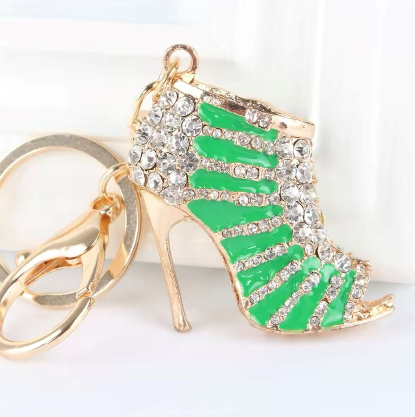 Crystal Heel Keyring with Gold-Plated Clasp