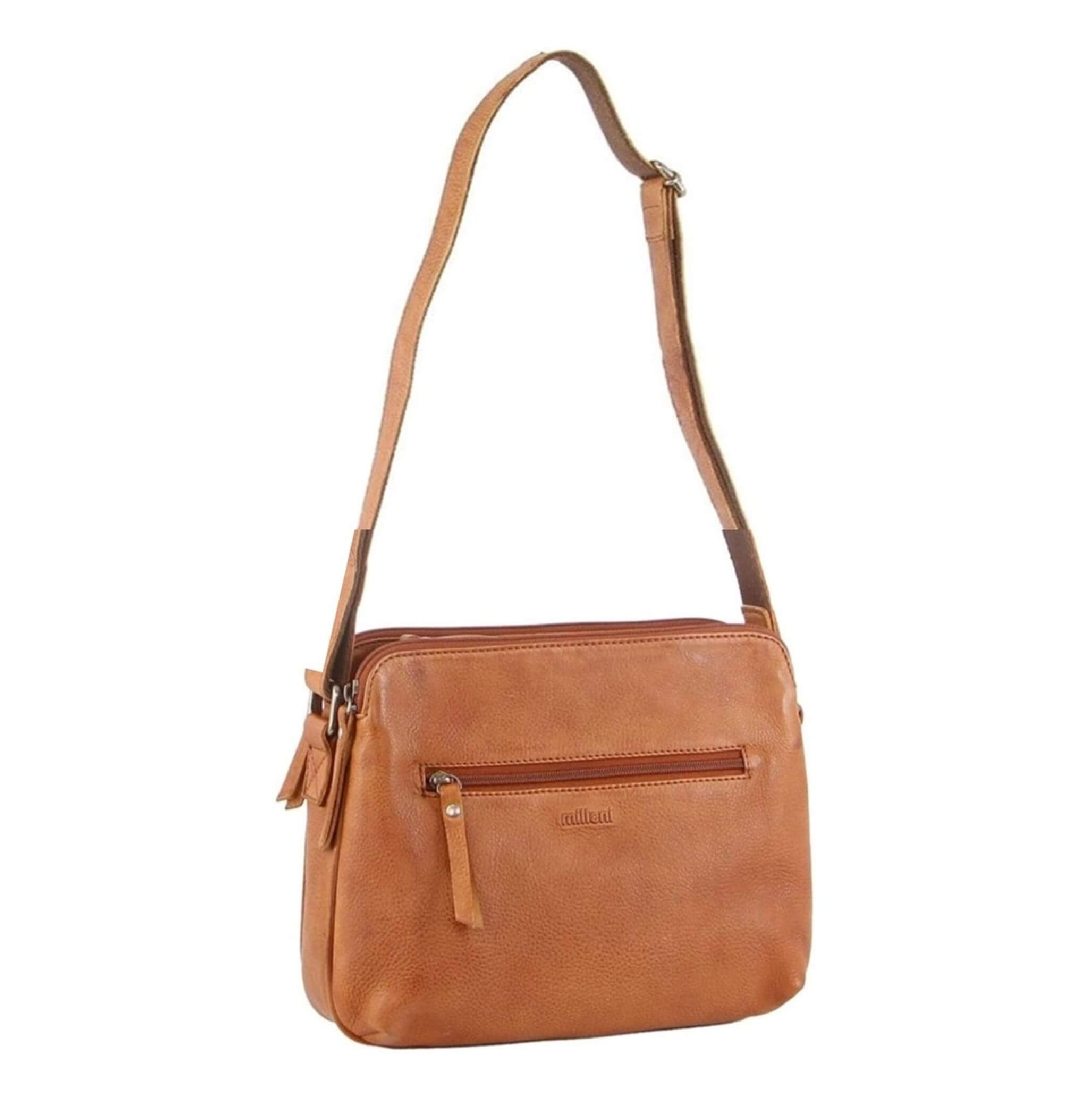 Milleni Ladies Nappa Leather Crossbody Bag in Cognac
