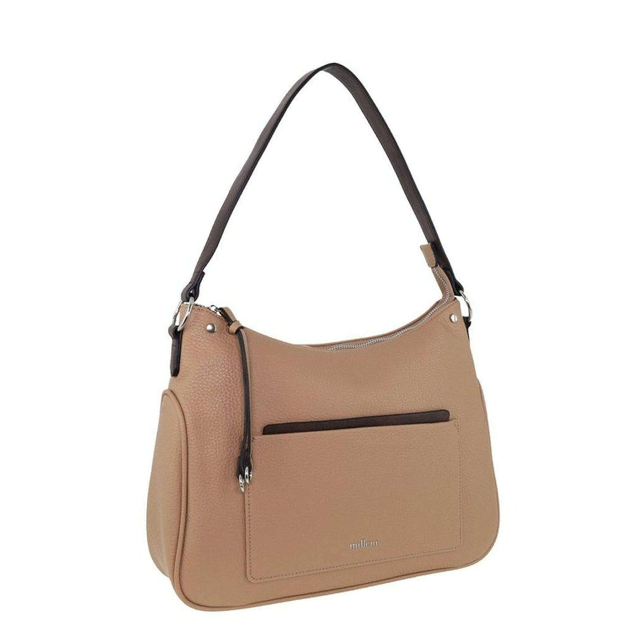 Milleni Ladies Vegan Leather Fashion Tote Bag in Stone