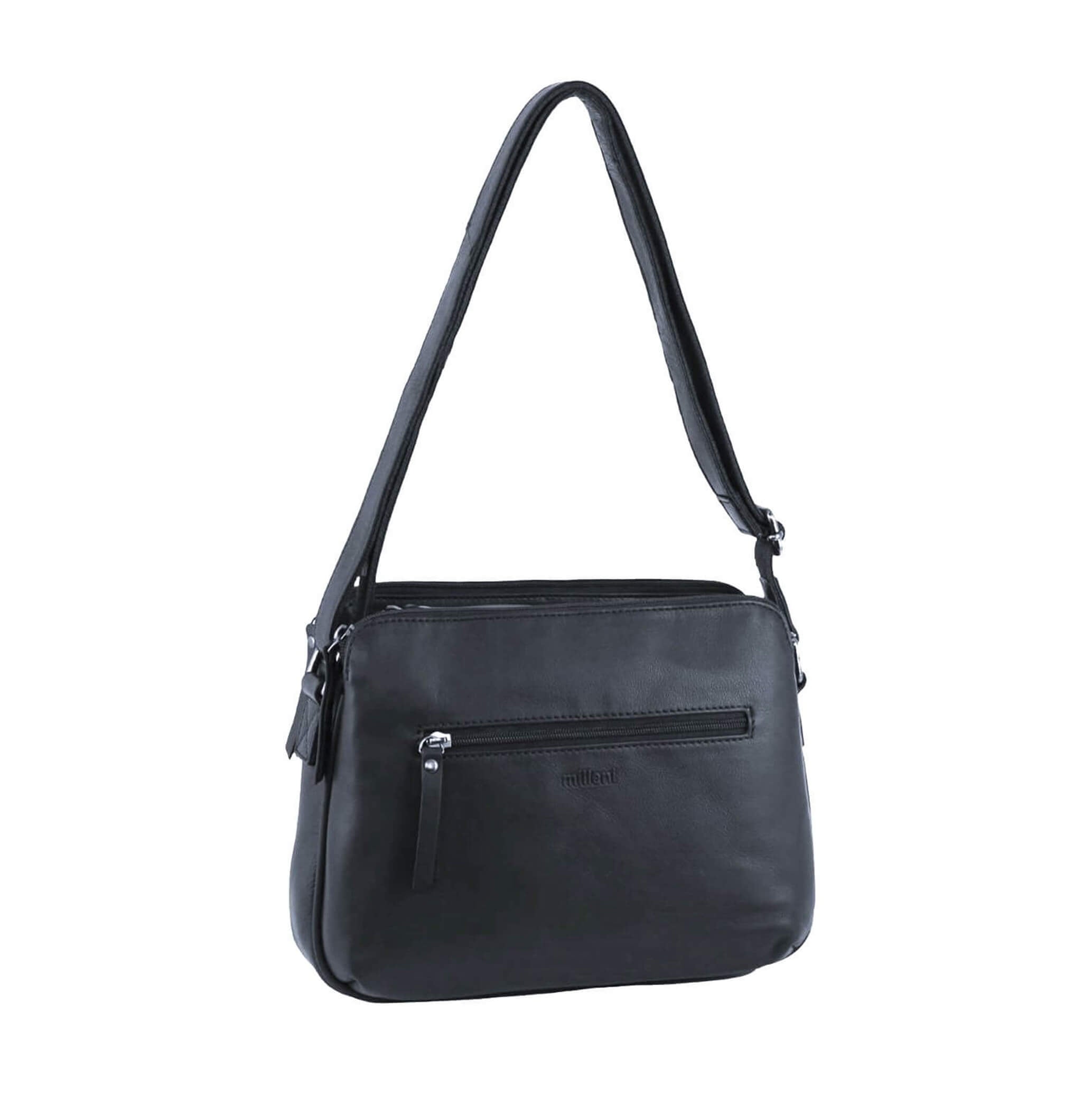 Ladies Black Nappa Leather Crossbody Bag in Black