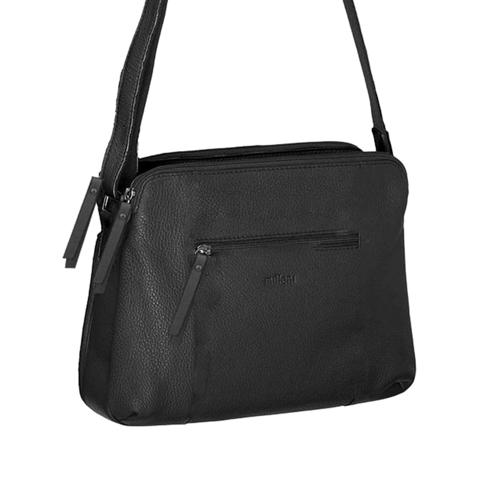 Milleni Ladies Black Nappa Leather Crossbody Bag in Black