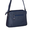 Milleni Ladies Nappa Leather Crossbody Bag in Navy