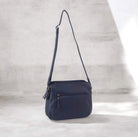 Milleni Ladies Nappa Leather Crossbody Bag in Navy