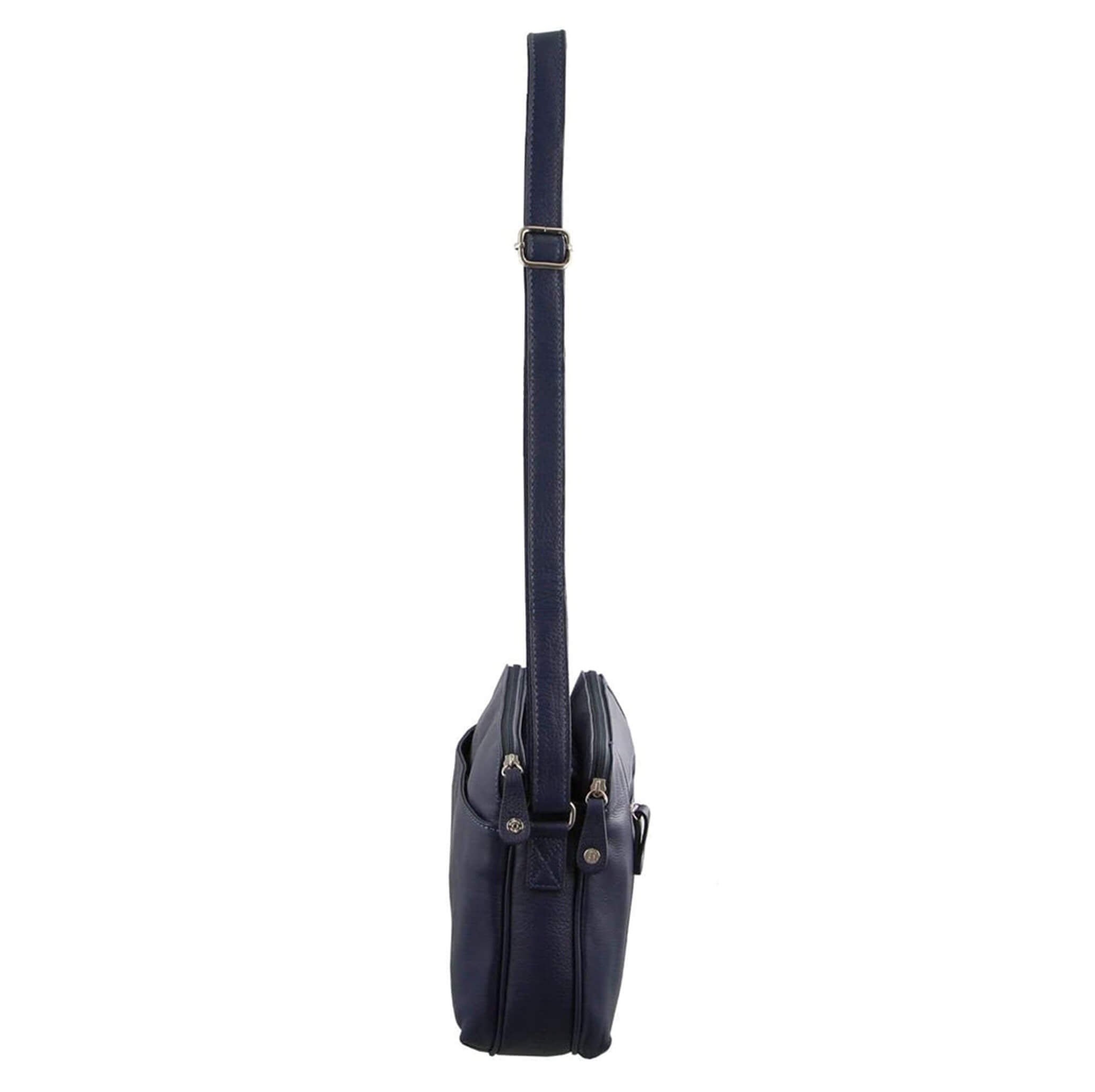 Milleni Ladies Nappa Leather Crossbody Bag in Navy