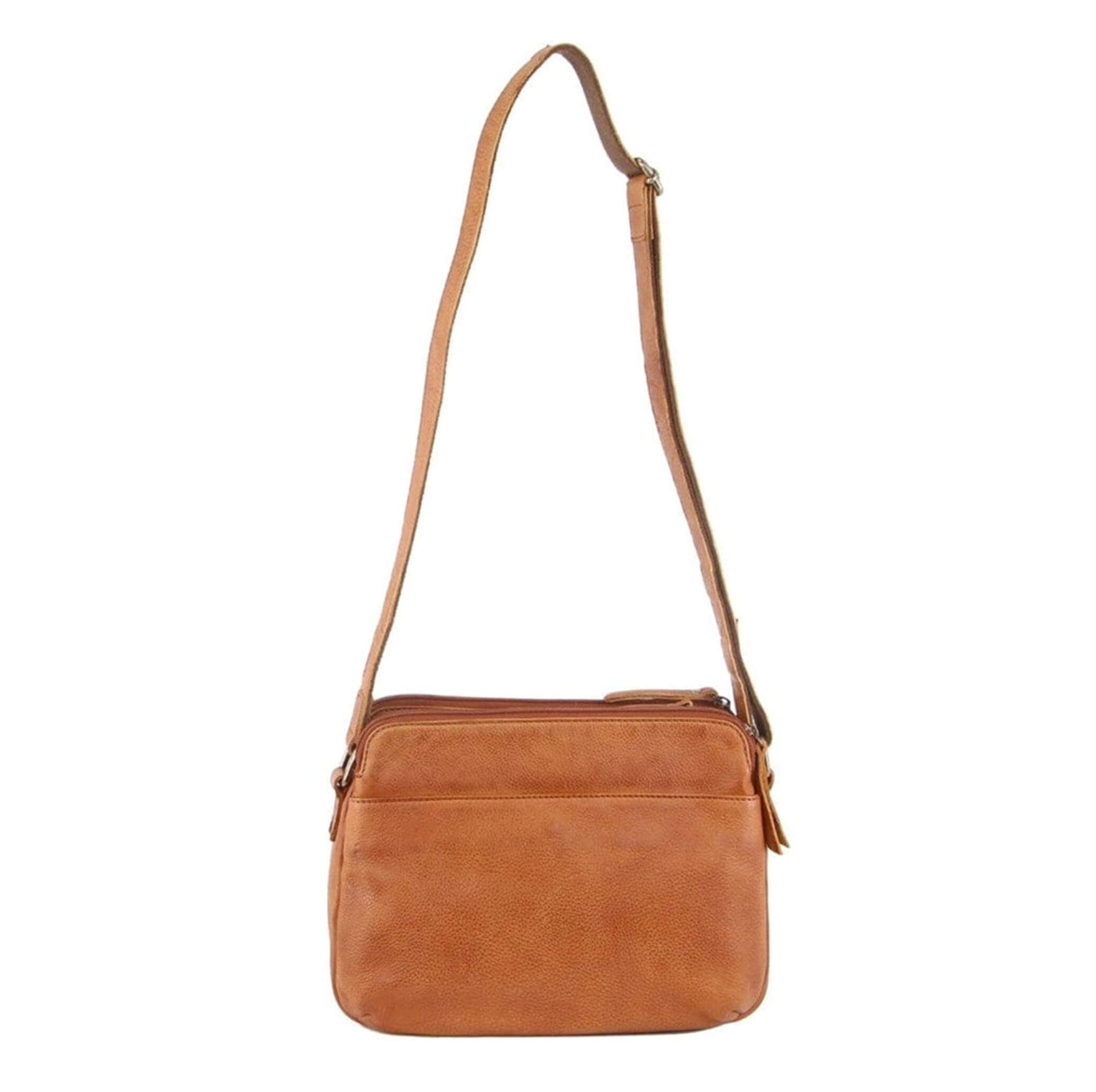 Milleni Ladies Nappa Leather Crossbody Bag in Cognac