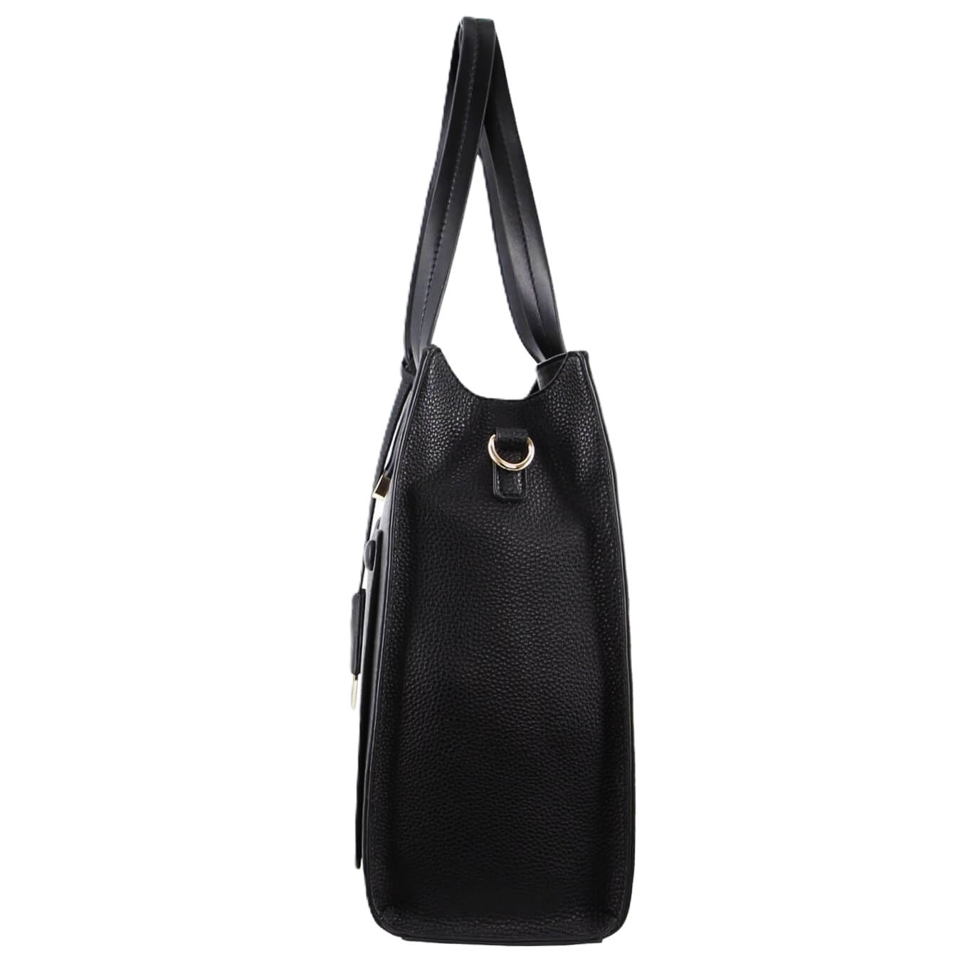 Milleni Vegan Leather Fashion Tote Handbag in Black