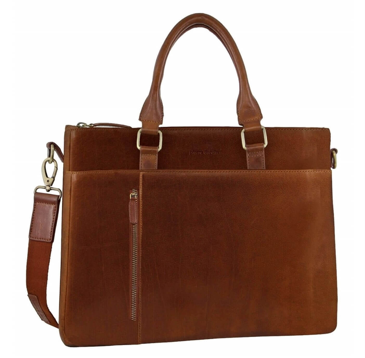 Pierre Cardin PC3621 Leather Business-Briefcase Bag/Tan
