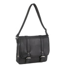 Pierre Cardin Italian Leather 13-inch Laptop Bag in Black/Navy
