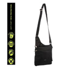 Pierre Cardin Ladies Anti-Theft-RFID Nylon Crossbody Bag in Black