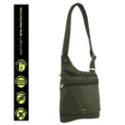 Pierre Cardin Ladies Anti-Theft-RFID Nylon Crossbody Bag in Olive