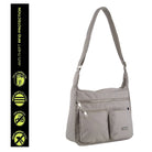Pierre Cardin Ladies Nylon Anti-Theft RFID Crossbody Bag in Taupe