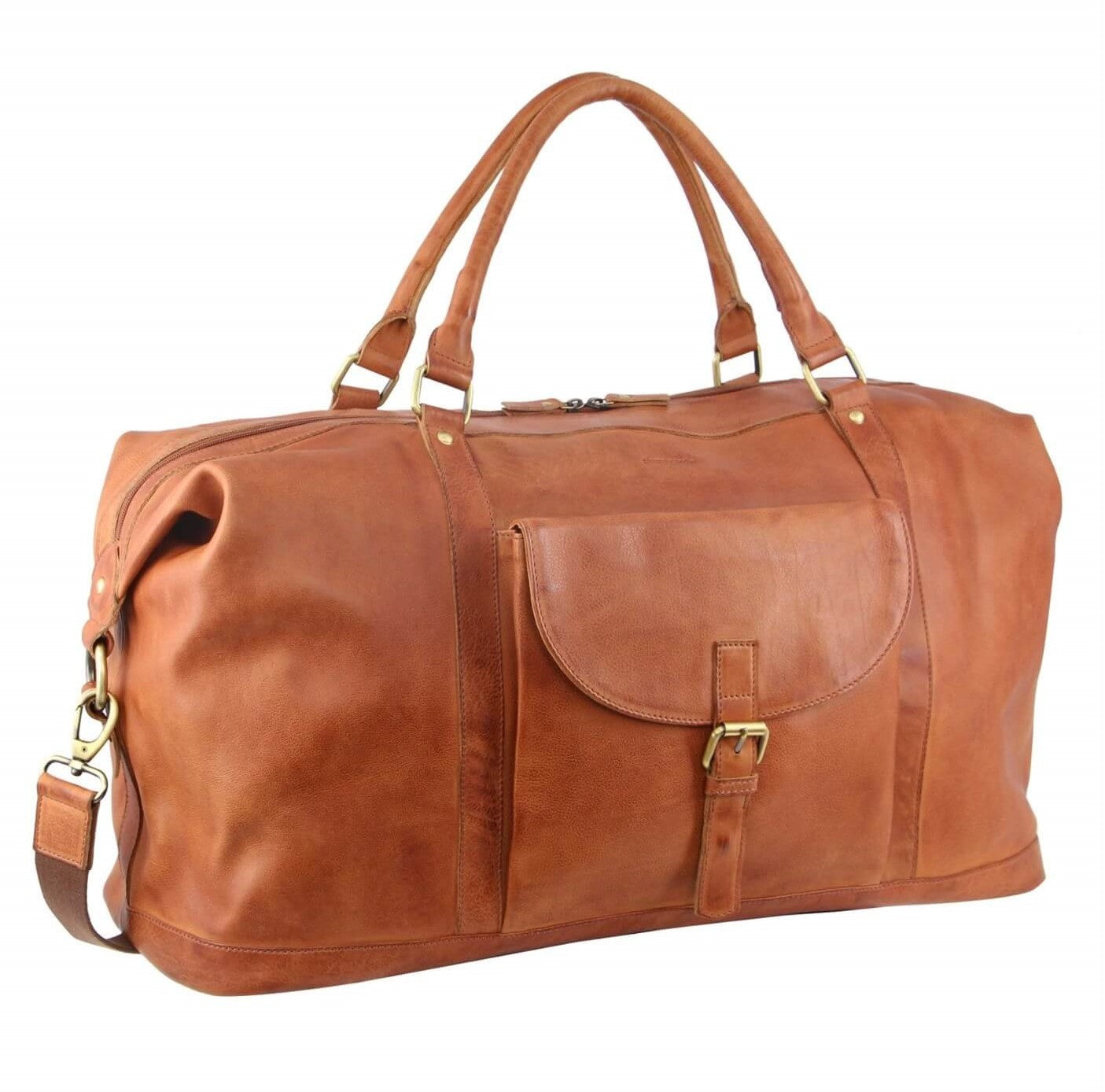 Pierre Cardin PC3134 Rustic Leather Business-Overnight Bag/Cognac