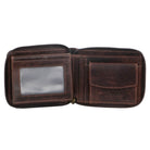 Pierre Cardin Men's Zip-Around Leather Wallet + Chain in Brown