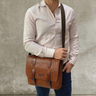 Pierre Cardin PC3378 Crumple Leather Computer Bag/Cognac