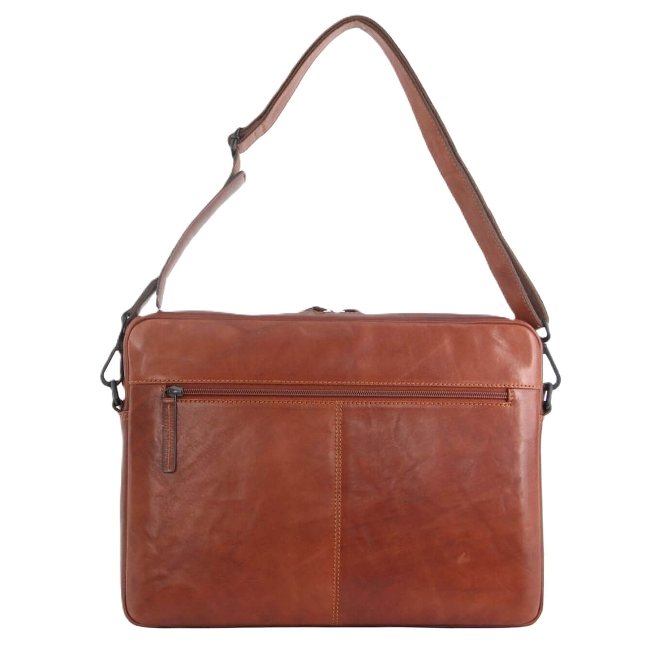 Pierre Cardin Italian Crumpled Leather Laptop Bag in Cognac