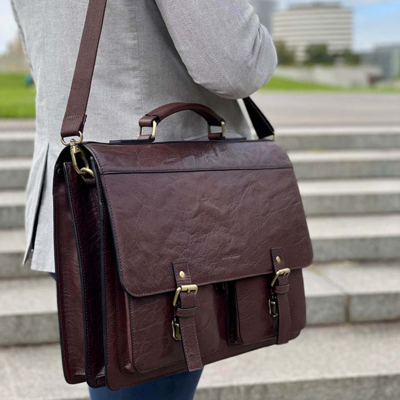 Pierre Cardin PC3523 Mens Leather Business-Computer Bag/Brown