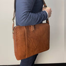 Pierre Cardin PC3593 Crumpled Leather Computer Bag/Tan