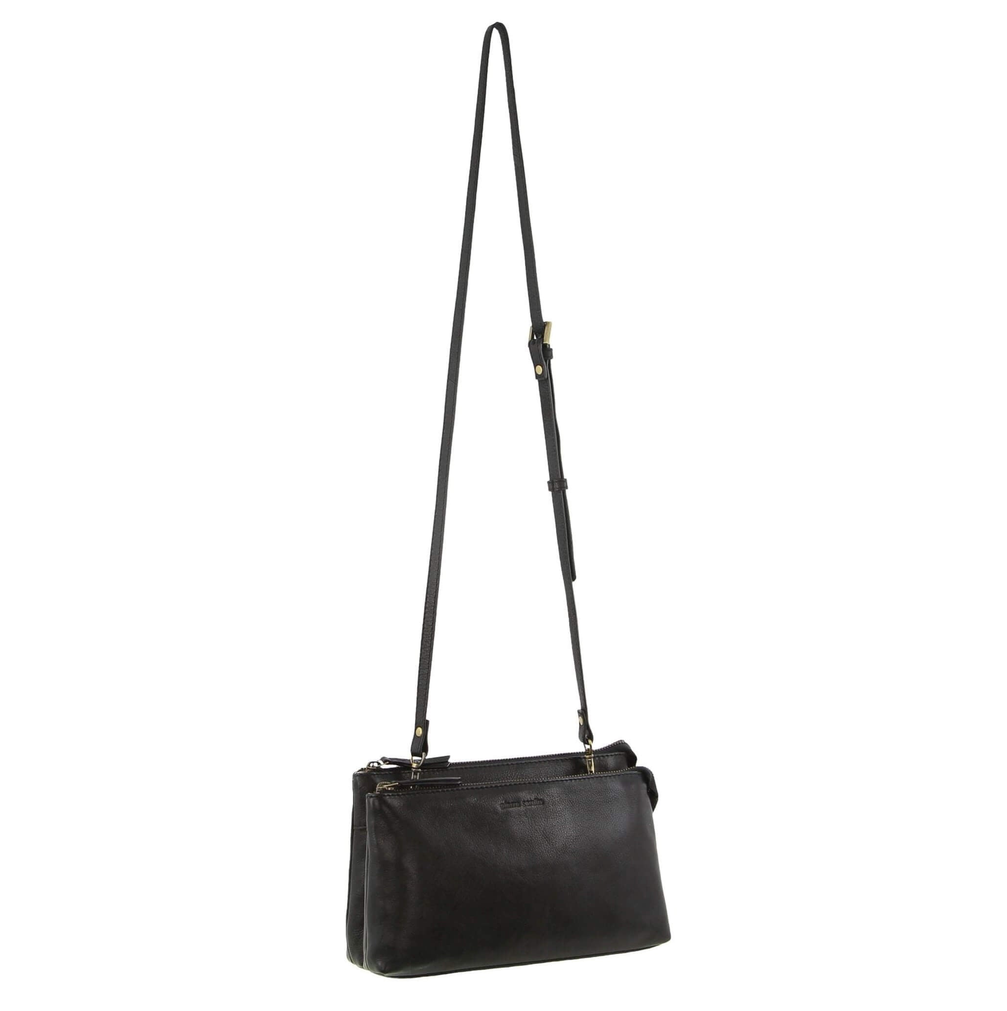 Pierre Cardin Italian Leather Ladies Crossbody Bag in Black