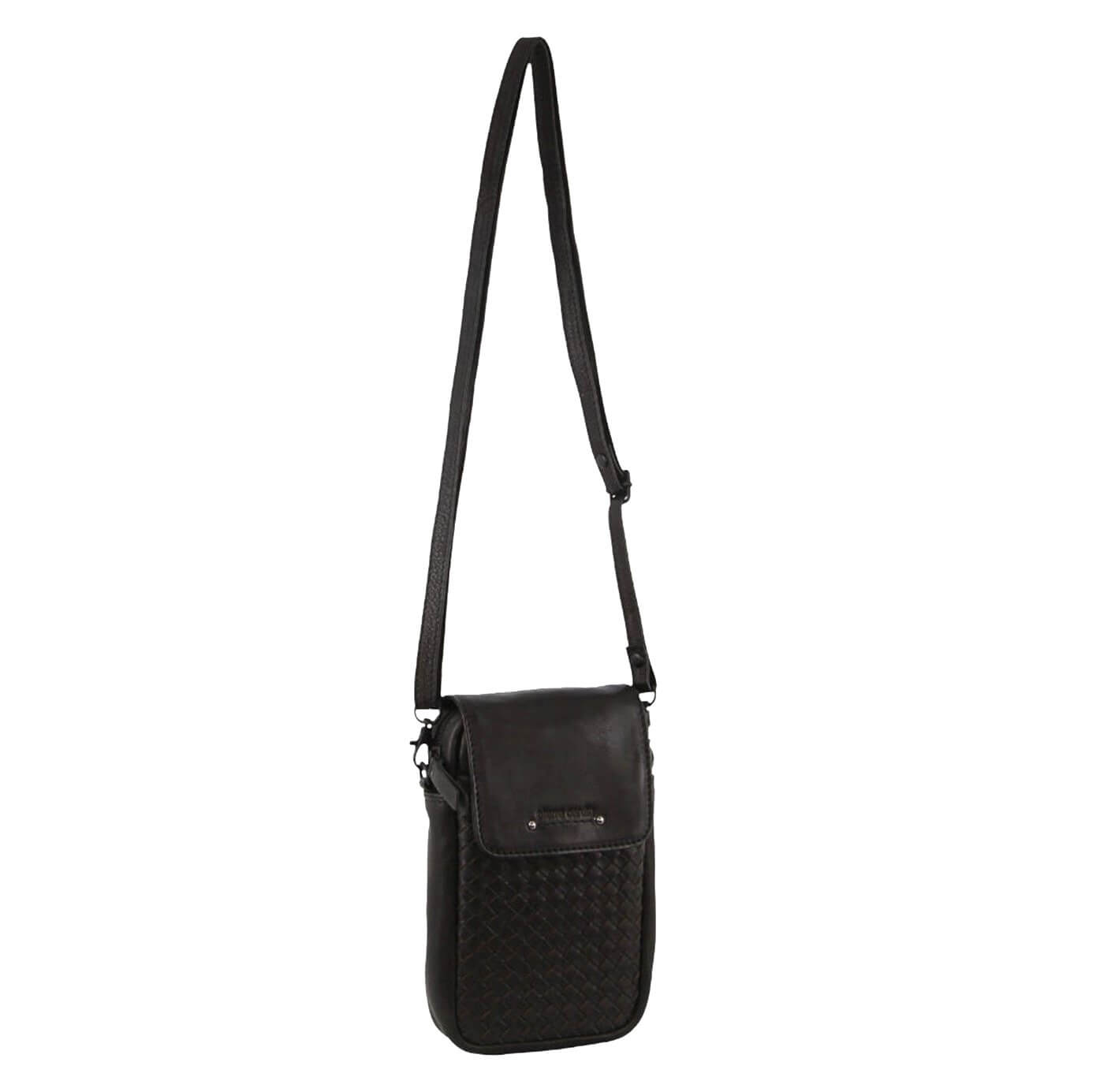Pierre Cardin Embossed Woven Leather Ladies Wallet Bag in Black