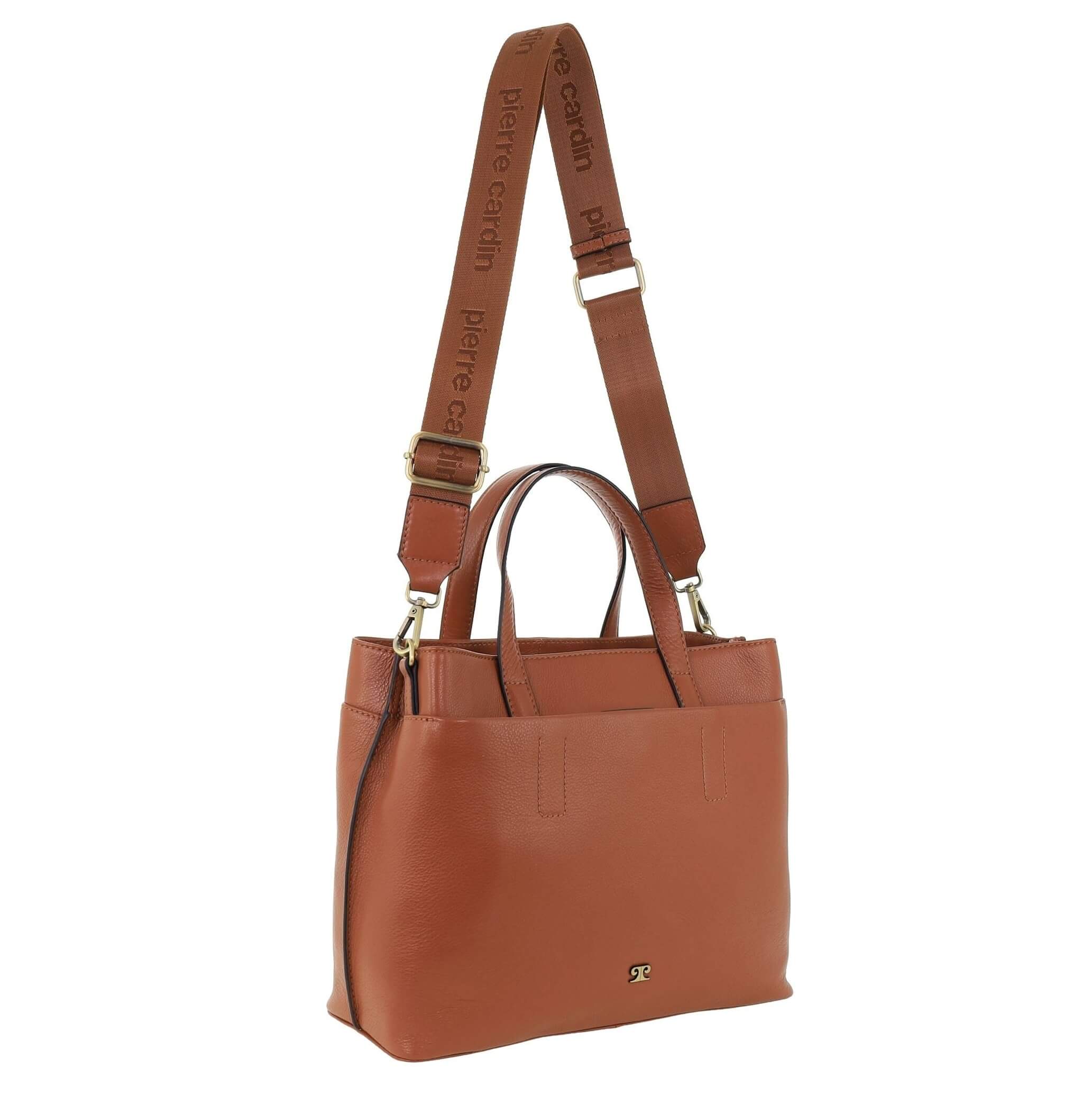 Pierre Cardin Ladies Italian Leather Crossbody Bag in Tan