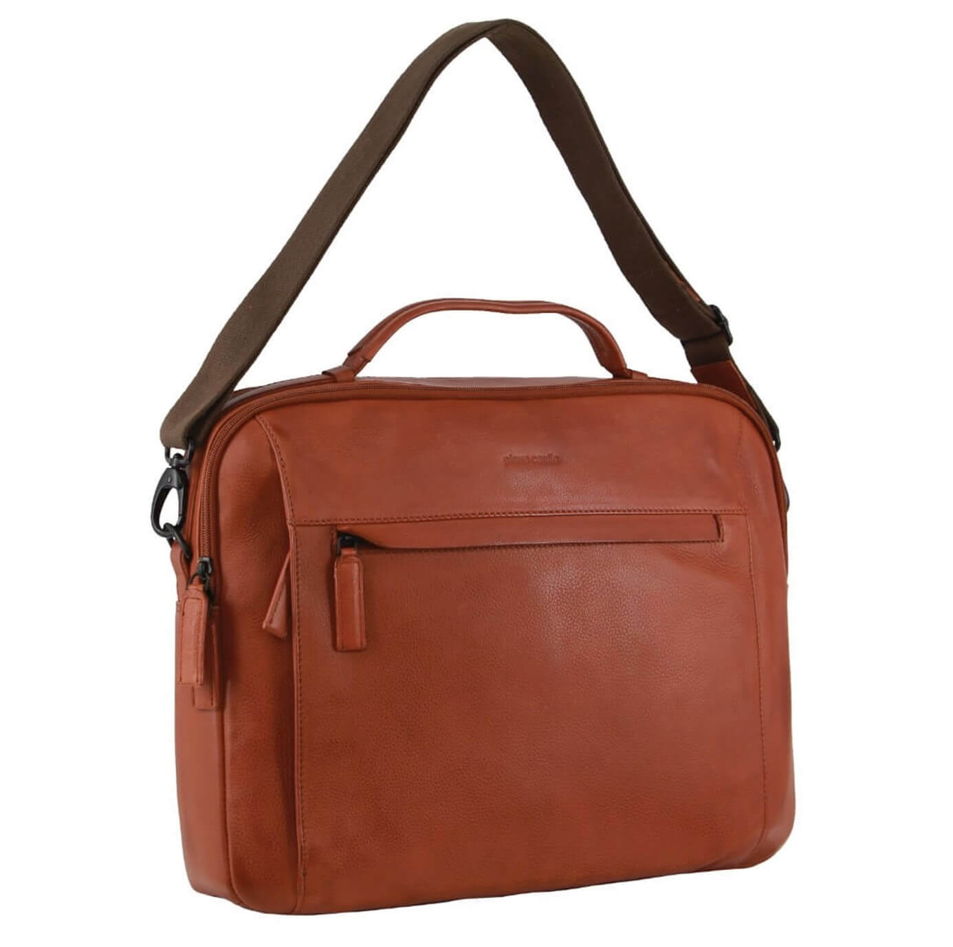 Pierre Cardin PC3876 Mens Italian Leather Computer-Business Bag/Cognac