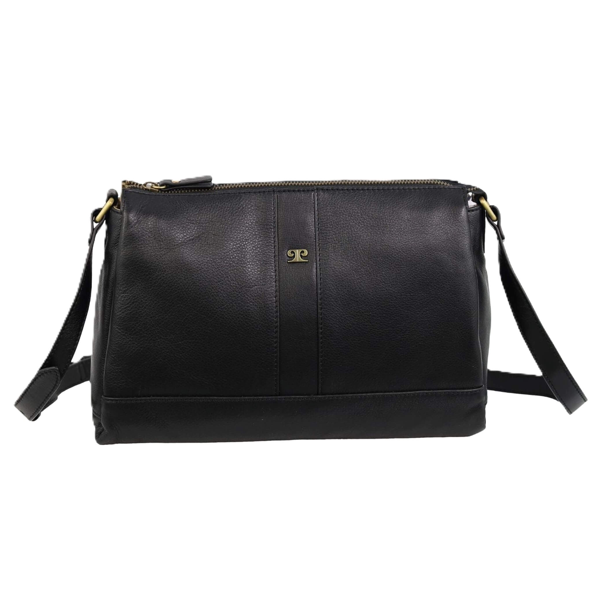 Pierre Cardin Ladies Leather Crescent Crossbody Bag in Black