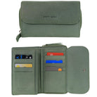 Pierre Cardin Ladies Tri-fold RFID Leather Wallet in Sage