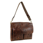 Pierre Cardin Men's Leather Refined Messenger/Computer Bag in Cognac