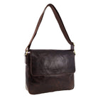 Pierre Cardin Classic Leather Messenger/Laptop Bag in Chocolate